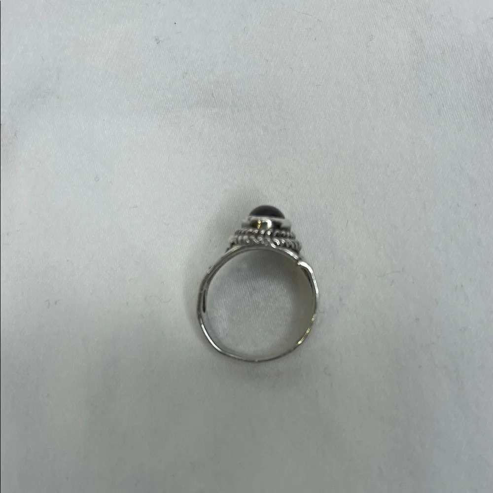 Sterling Silver and Red Gemstone Ring Size 6